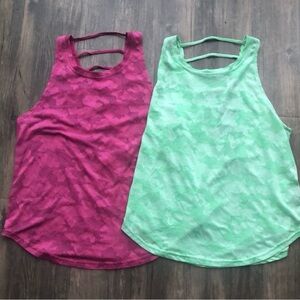SHEIN 2-Piece Active Tank Set Pink & Mint Camo Strappy Back | S/M